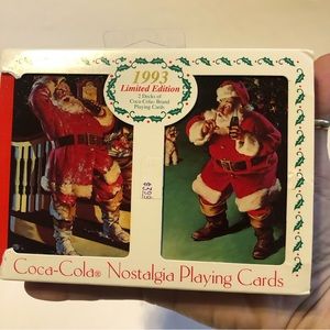 1993 Coca Cola Christmas Santa Playing Cards In Tin 2 Sealed Decks Vintage